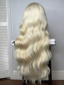 Platinum Blonde Body Wave Lace Front Wigs Human Hair With Baby Hair 13x4 HD Transparent Water Wave Lace Frontal Wigs For Women Brazilian Remy 200 Density White Colored Glueless Wigs Human Hair Pre Plucked Narural Hairline - 米色 - 查看 7