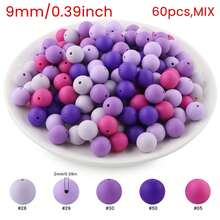 60个15mm/12mm/9mm硅胶珠组合，有黑色、红色、蓝色、粉色、黄色、绿色、橙色、棕色、紫色等组合可选，适用于手工DIY制作、钥匙扣配件等 - 彩色 - 查看 31