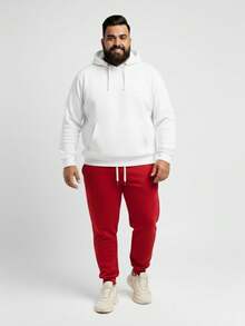 Men's Plus Size Jogger Sweatpants In Flannel Fabric With Pocket | Warm Oversized Pants For Men - 紅色 - 查看 9