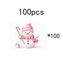 1 pieza/4 piezas/6 piezas/100 piezas Vajilla con patrón de muñeco de nieve rosa navideño, aislante térmico, de poliéster lavable a máquina, vajilla protectora, decoración central, decoración diaria para sala de estar familiar, adecuada para decoración de reuniones grupales - Multicolor - Ver 13