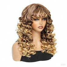 Synthetic Heat Resistant Wigs Bouncy Curls Wigs With Bangs Copper Ginger 20 Inch 33/27# Wig Bangs Wig Daily Used Easy To Wear Beginner Friendly Big Bouncy Fluff Curly Wigs - 33/27 - 查看 8