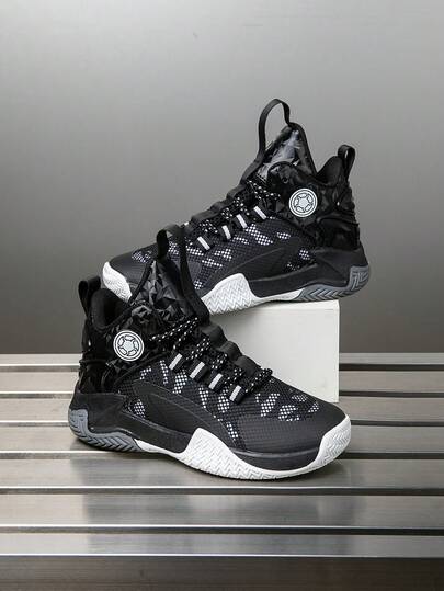 1 Pair Women's Breathable Mesh Printed High-Top Lace-Up Sneakers, Basketball Shoes, Casual Sports Shoes, New 2025 Collection, Suitable For All Seasons