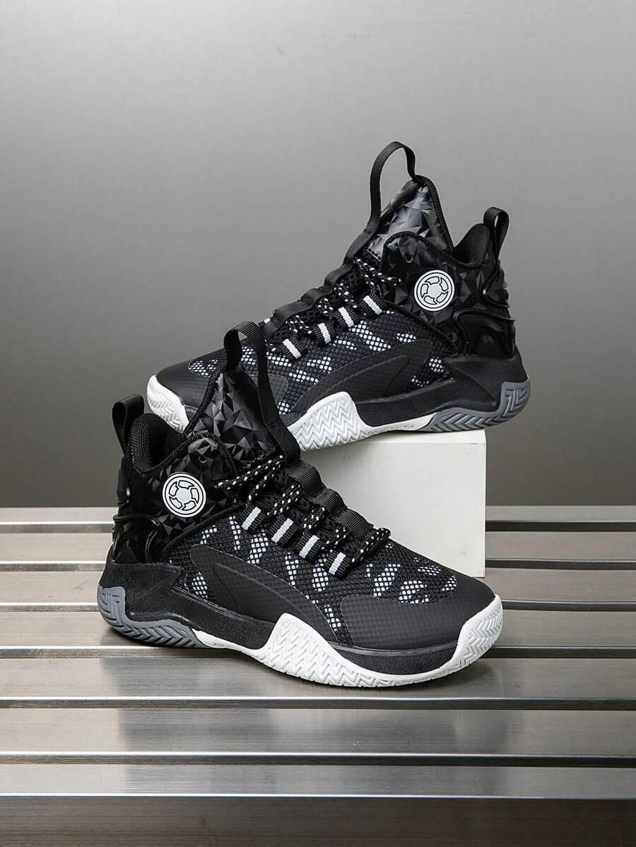 1 Pair Women's Breathable Mesh Printed High-Top Lace-Up Sneakers, Basketball Shoes, Casual Sports Shoes, New 2025 Collection, Suitable For All Seasons