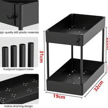 Carrito Organizador 2/3/4 Niveles Multiusos Estantes Con Cajón, Carrito de Servicio de Bar Familiar Multifuncional, Carrito de Servicio Multicapa para el hogar, fácil de Mover para Montar Estantes Estante de cocina de piso a techo, estante de almacenamiento de grietas extraíble de varias capas, suministros for el hogar, ahorro de espacio Estanteria Plastico - 0801negro - Ver 2