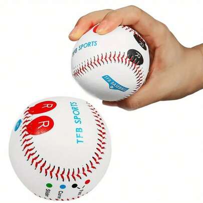 2 piezas Ayudas de entrenamiento de lanzamiento de béisbol con marcadores de posición de dedos codificados por color - Sistema de entrenamiento inteligente para mejorar la precisión, la velocidad y la consistencia - Goma suave con núcleo de madera, pelota de béisbol de PVC, con puntas roja/azul/negra/blanca/gris/verde/negra - Adecuado para zurdos/diestros, pelotas de práctica de lanzamiento, tamaño estándar de 9 pulgadas, agarre ergonómico y marcas claras, control mejorado para juegos y entrenamiento diario, equipo de béisbol, accesorios deportivos, regalos para hombres, regalos de cumpleaños