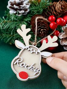 Custom Elk Bow Christmas Decorations With Name, Personalized Wooden Double-Layer Hanging Ornaments, Christmas Gifts, Customized Christmas Tree Decorations, Customizable Christmas Ornaments, Christmas Decor, Merry Christmas, Living Room Decor, Family, Mom, Dad - Style B - View 4