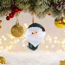 Cloth Christmas Tree Ornaments Classic Santa Snowman Reindeer Bells Hanging Decorations For Home - White - View 3