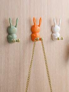 1 Stück Kaninchen-förmiger Wandhaken ohne Bohren, Zahnbürstenhalter für das Badezimmer, multifunktionaler Klebehaken - Verschiedenfarbig - Übersicht 7