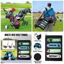 Toalla de Impresa con Clip para Bolsas - Accesorio Divertido y Regalo para Hombres Golfistas, Marido, Novio, Pap - para Cumpleaos y Fanticos - Golf#3 - Ver 1