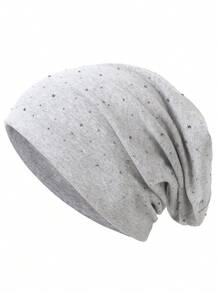 1 pieza/2 piezas Gorro elástico de mujer casual de unicolor con strass, versátil y de moda - multicolor - Ver 12