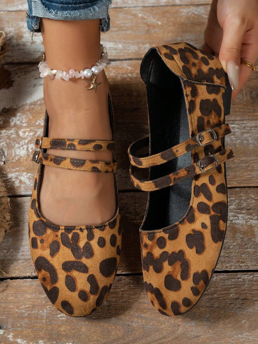 2025 New Women's Flat Loafers - Solid Color, Versatile, Fashionable & Comfortable, Buckle Decor, Suitable For Home And Various Occasions - Leopard Print - View 1