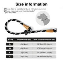 1PC Reflective Rope Training Dog Collar, Nylon Braided No Pull Quick Release Round Rope Collar With Adjustable Stopper For Medium And Large Dogs - Black - View 3