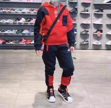 Adidas Children's Spring And Autumn Sports Casual Suits With Hooded Sweatshirts And Trousers, Two-Piece Set