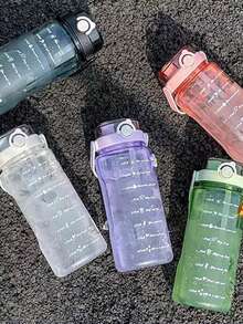 1 个 1500ml/2000ml 大容量水瓶，便携式塑料水瓶，适合旅行、户外、露营、运动健身、学生、方便、外观精美、摇摇杯、时间标记、玻璃果汁瓶、水瓶、便携式透明水瓶、夏季吸管杯、白色、浅绿色，送给学生、朋友、同事的绝佳礼物