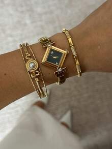 14k Gold Plated Cubic Zirconia & Pearl Elegant Luxury Women Bracelet