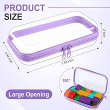 - 4 bolsas de maquillaje transparentes con cierre dura y transparente para lpices, caja de almacenamiento transparente para cosmticos, aperitivos, bloques de construccin, rompecabezas - Púrpura + 7,5 x 3,9 x 2 pulgadas - Ver 3