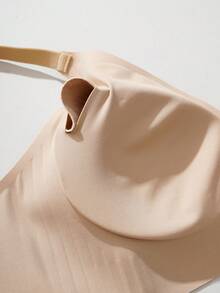 Wireless Jelly Bra, Simple Comfortable Sports Bras For Women, Wire-Free Solid Color Underwire Bras & Sports Seamless Bras For Large Bust - Màu be - Xem 7