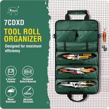 Bolsa de Herramientas,Organizador de Bolsa de Herramientas Enrollable Resistente,Organizador de Herramientas con 6 Bolsillos para Mecánico,Electricista,Fontanero y Carpintero,Regalos para Hombres - verde - Ver 4