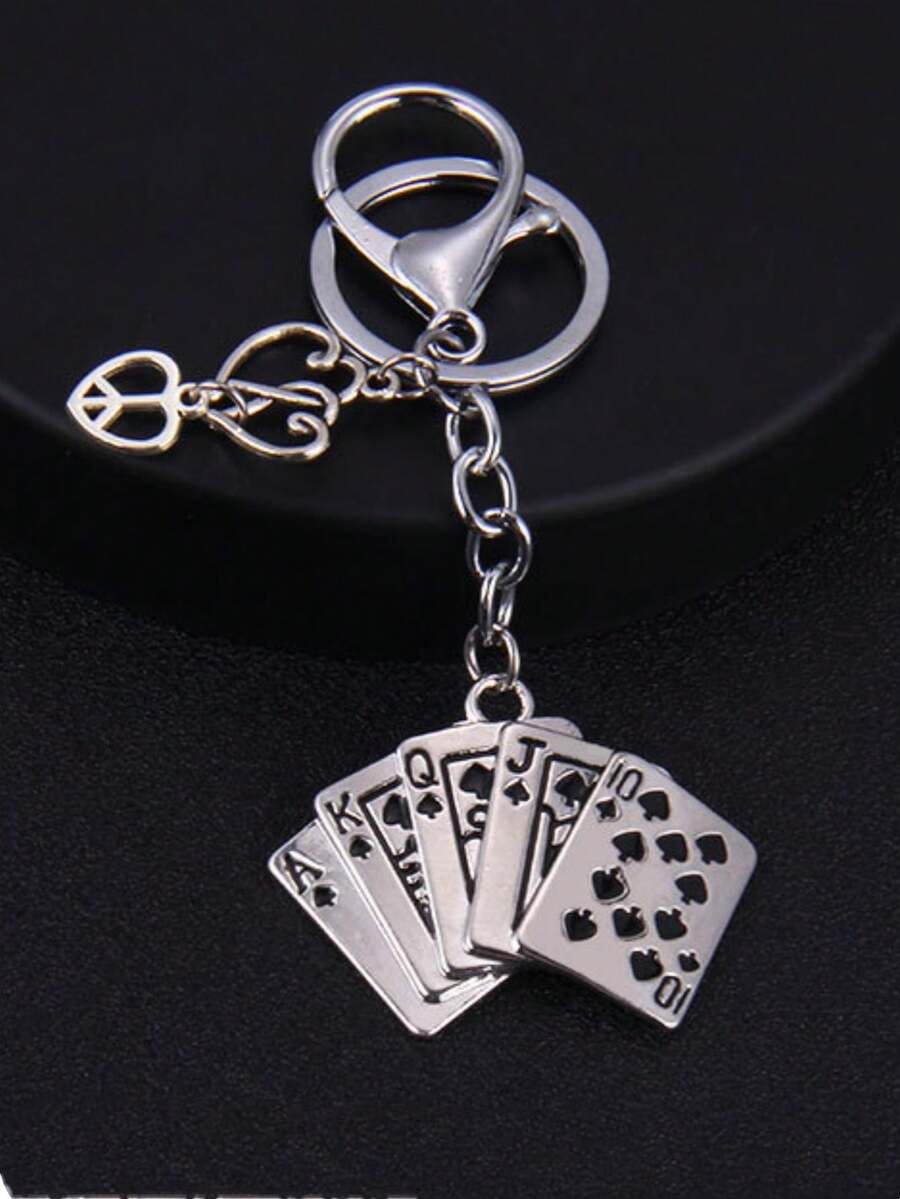 1 buc Unisex Creative oțel inoxidabil Poker Card breloc pică Straight Flush Poker pandantiv sac farmec cadouri pentru femei cadouri pentru bărbați - Multicolor - Vizualizare 1