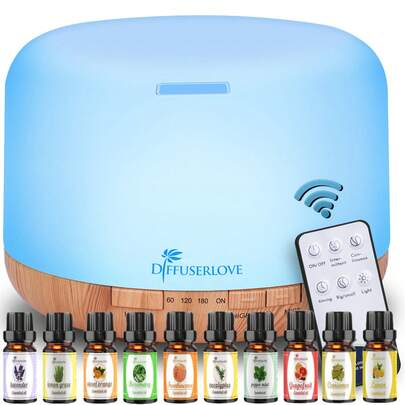 550ML Humidifier With 8 Bottles Of Essential Oil, Essential Oil Diffuser, 2 Mist Modes, 7 Colors, 4 Timers, Continuous Operation For 12 Hours, Suitable For Home Bedrooms And Offices
