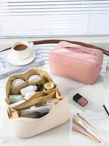 1pc Multi-Function Women'S Cosmetics Bag, Travel Portable Storage Bag, Large Capacity Cosmetics Bag, Suitable For Lipstick, Eyebrow Pencil, Water Emulsion, Perfume, Cosmetics Tools, Electronic Products Storage Makeup Bag Make Up Bag Makeup Pouch Cosmetic Bag Toiletry Bag Wash Bag Travel Essential Cruise Essentials Vacation Essentials For Men Women