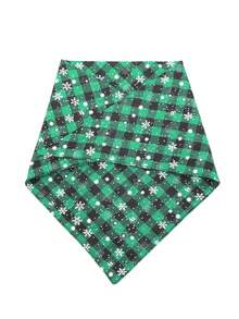 Reversible Christmas Dog Bandanas Boy Girl Dog Costume For Party Green Snowflake