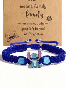 1pc Blue Knitted Bracelet, Cartoon Handmade Woven Wristband, Suitable For Daily Wear Or Event Gift