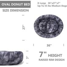 Oval Calming Donut Cuddler Dog Bed, Shag Faux Fur Washable Round Pillow Pet Bed For Small Medium Dogs (XXL(43"X34"X8"), Light Brown), Popular In 2025 - Grey2021 - View 3