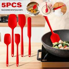 Zestaw 6 silikonowych przyborów kuchennych – kolory nordyckie – szpatułki do gotowania i pieczenia, skrobaki, pędzel, rozprowadzacz lukru – materiał gumowy, motyw świąteczny, bez ładowania i baterii