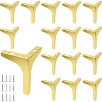 16 PCS 15cm6 Inch Golden Furniture, Modern Metal Gold Sofa, Metal Cabinet Leg Cabinet Leg Cupboard Sofa Table Feet
