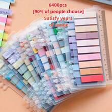 3200pcs/1600pcs/800pcs/200pcs, Morandi Color Adhesive Label, Index Sticker, Stickers Autocollants, Page Marking, Morandi Color Semi Transparent Writable Bookmarks And Reusable Bookmark Labels, Beautiful Ribbon Index Labels, European And American Retro Fluorescent PET Transparent Self-Adhesive Notes, Encoded Adhesive Labels