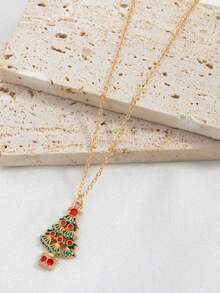 1 Cặp dây chuyền hợp kim nhiều màu hình ông già Noel, tuần lộc, cây thông Noel, quà tặng Giáng sinh - Nhiều màu - Xem 7