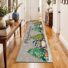 1 pieza Alfombra rectangular de gel de sílice con estampado de pingüino para decoración y regalo de Navidad, para sala de estar, dormitorio, pasillo, baño, lavandería - Poliéster, decoración del hogar para interiores/exteriores - Multicolor - Ver 12