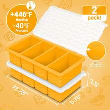 Silicone Freezer Tray For Soup With Lid – 1-Cup Soup Container Cube Style Ice Cube Trays For Freezer, Meal Prep & Food Storage, Freeze 250mL/125mL Portions – 2 Pack,24563413 - Màu Mù tạt vàng - Xem 2