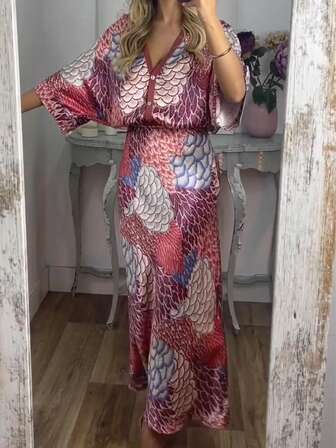 波西米亚风大码女装两件套，复古印花上衣和半裙，休闲别致的波西米亚优雅女装