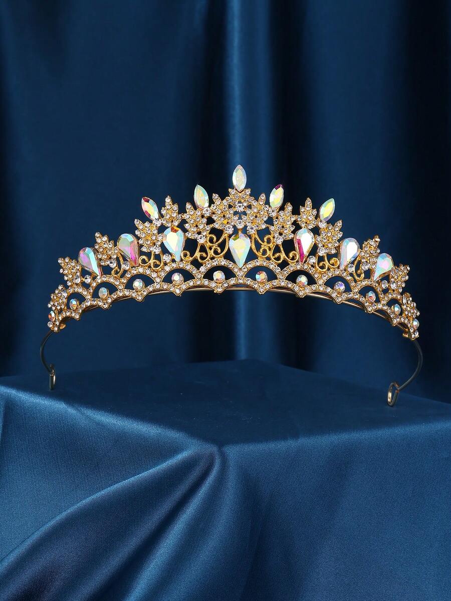 Elegant Rhinestone Bridal Headband,Summer,Beach,Wedding,Festival,Party - Gold Color - View 1