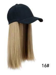 棒球帽假发合成纤维直发接发编织假发帽适合中长直发棕色挑染亚麻色女士成人运动帽适合万圣节和圣诞节及日常使用 - 彩色 - 查看 14