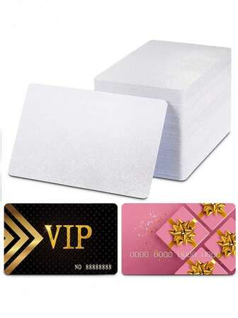 50张/100张金属名片空白卡 - 可打印名片热升华空白名片 - 白色空白名片桌面名片号码标签金属卡