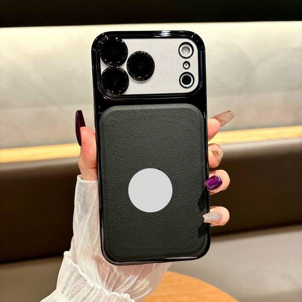 1 pieza Cubierta de lente de cámara completa fabricada en PC electrochapado ultra delgado + cuero, diseño a prueba de polvo, botón de una sola pieza, compatible con iPhone 17 Pro Max / 16 Pro Max / 16 Plus / 15 Plus / 15 Pro Max / 14 Pro Max / 13