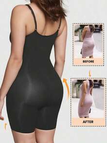 2 paquetes Bodys sin costuras moldeadores de mujer Leotardo de yoga sólido - Negro + albaricoque - Ver 3