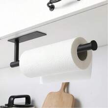 Stainless Steel Toilet Paper Holder - No Drilling Required, Self-Adhesive Wall Mount, Rust-Resistant Metal Tissue Roll Dispenser For Bathroom & Kitchen - Cling Film Rack, Bathroom Accessories - Dual Use Wall Mounted Stainless Steel Paper Towel Holder