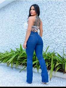 Calça Flare Jeans lisa