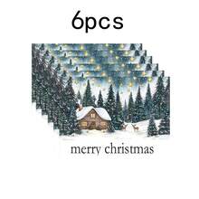 1set/1pc/4pcs/6pcs Christmas Deep Mountain Snow House Pattern Tableware, Heat-Insulating Tableware, Machine-Washable Polyester Tableware, Protective Tableware, Central Decoration, Daily Family Living Room Decoration, Suitable For Group Gathering Decoration - Multicolor - View 12