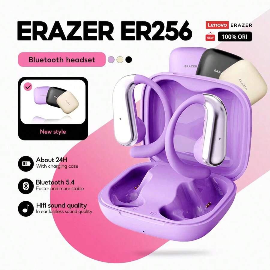 Auriculares Lenovo Erazer ER256 Bluetooth, auriculares inalámbricos con sonido HIFI de alta calidad, control táctil inteligente y gran resistencia, Bluetooth 5.4 - Unitalla - Ver 1