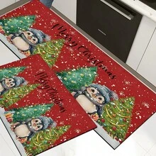 1 pieza Alfombra rectangular de gel de sílice con estampado de pingüino para decoración y regalo de Navidad, para sala de estar, dormitorio, pasillo, baño, lavandería - Poliéster, decoración del hogar para interiores/exteriores - Multicolor - Ver 38