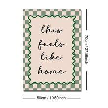 1pc Framed/Unframed Green/Pink This Feels Like Home Canvas Poster Gingham Typography Quote Wall Art Print Minimalist Aesthetic Decor Funky Painting For Dorm,Living Room,Bedroom,Modern Home Decoration,Housewarming Gift