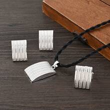 Set de bijuterii de culoare aurie 3 buc, colier cu pandantiv pătrat geometric, cercei inelar, cadou clasic elegant pentru petrecere de nuntă pentru mireasă africană