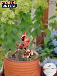 2D Flat, 1pc Proud Cardinal Decorative Sign - Suitable For Outdoor Planters, Lawns And Patios, Holidays, Weddings, Parties, Cardinal Lovers, Garden Themed Yards, Durable Marker, Acrylic Art Fit For 11 Occasions