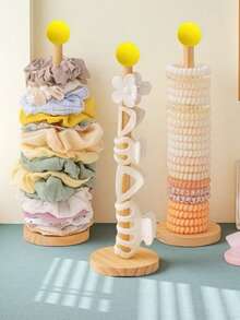 10pcs/5pcs-Wooden Big Hair Tie Organizer Holder, High-Quality Hair Accessories Display Stand For Hair Ties, Scrunchies, Ribbons, Gender Reveal Party, Perfect For Birthdays, Weddings, Parties, The Perfect Gift For Colleagues, Friends, And Family, Back To School