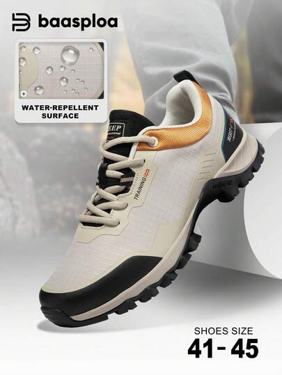 baasploa 1 Pair Men's Hiking Shoes, Non-Slip, Wear-Resistant, Water-Resistant, Outdoor Sports Shoes, Outdoor Hiking Shoes, Fashionable Trekking Shoes, Hiking Boots, Brand Shoes